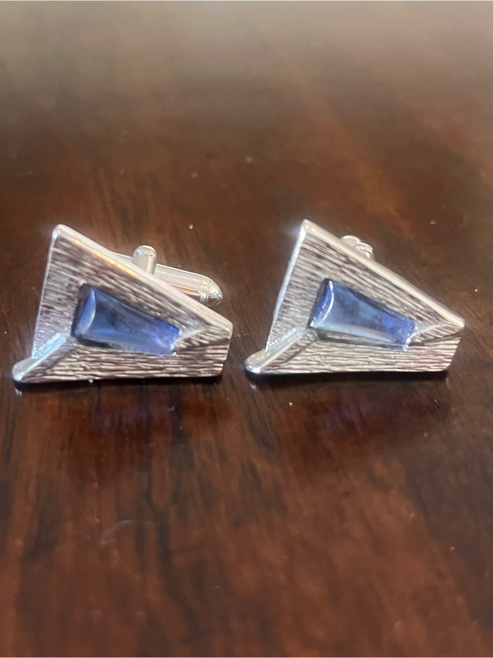Silver and Blue Cuff Links